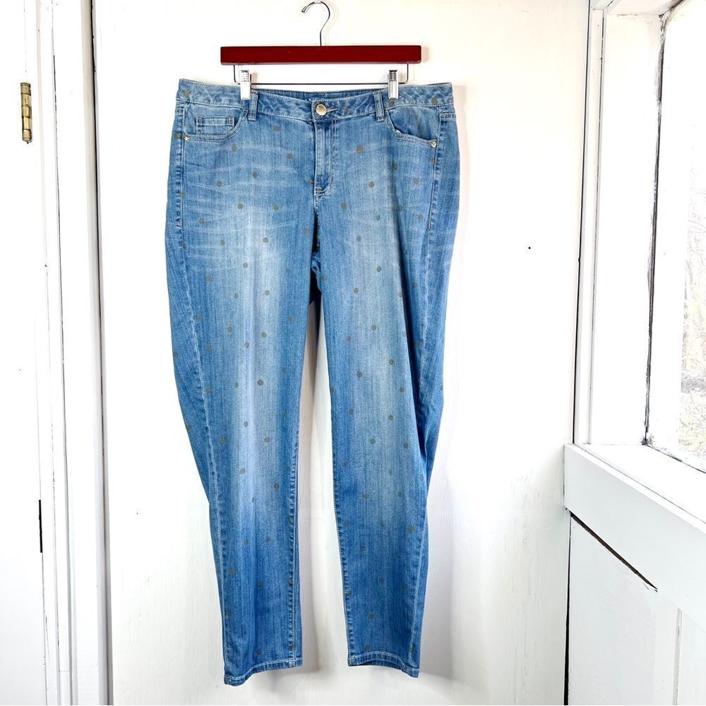 Lane Bryant Low Rise Boyfriend Polka Dot Jeans